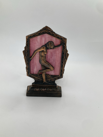 Art Deco Nude Lady TV Lamp – Pink Slag Glass Backlight - AS IS - Picture 2 of 7
